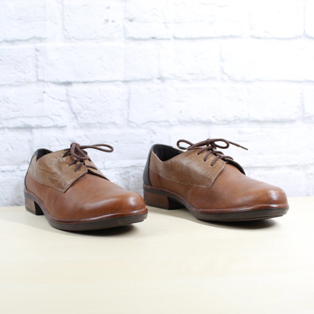 NAOT Brown Black Leather Kedma Lace Up Oxfords Shoes Size 39 / 8 - Picture 3 of 9